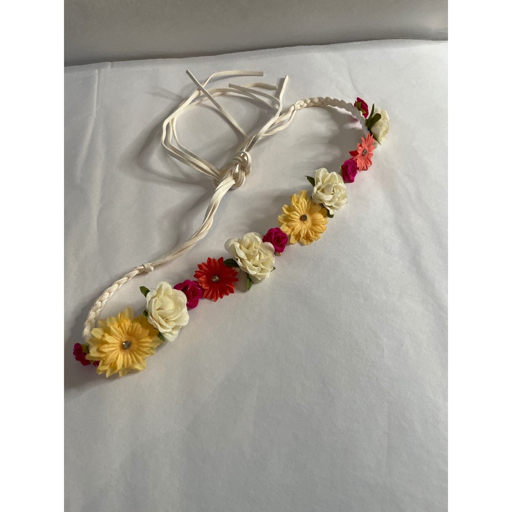 Boho Floral Crown Headband Multicolor Flower Braid Festival Hair Accessory